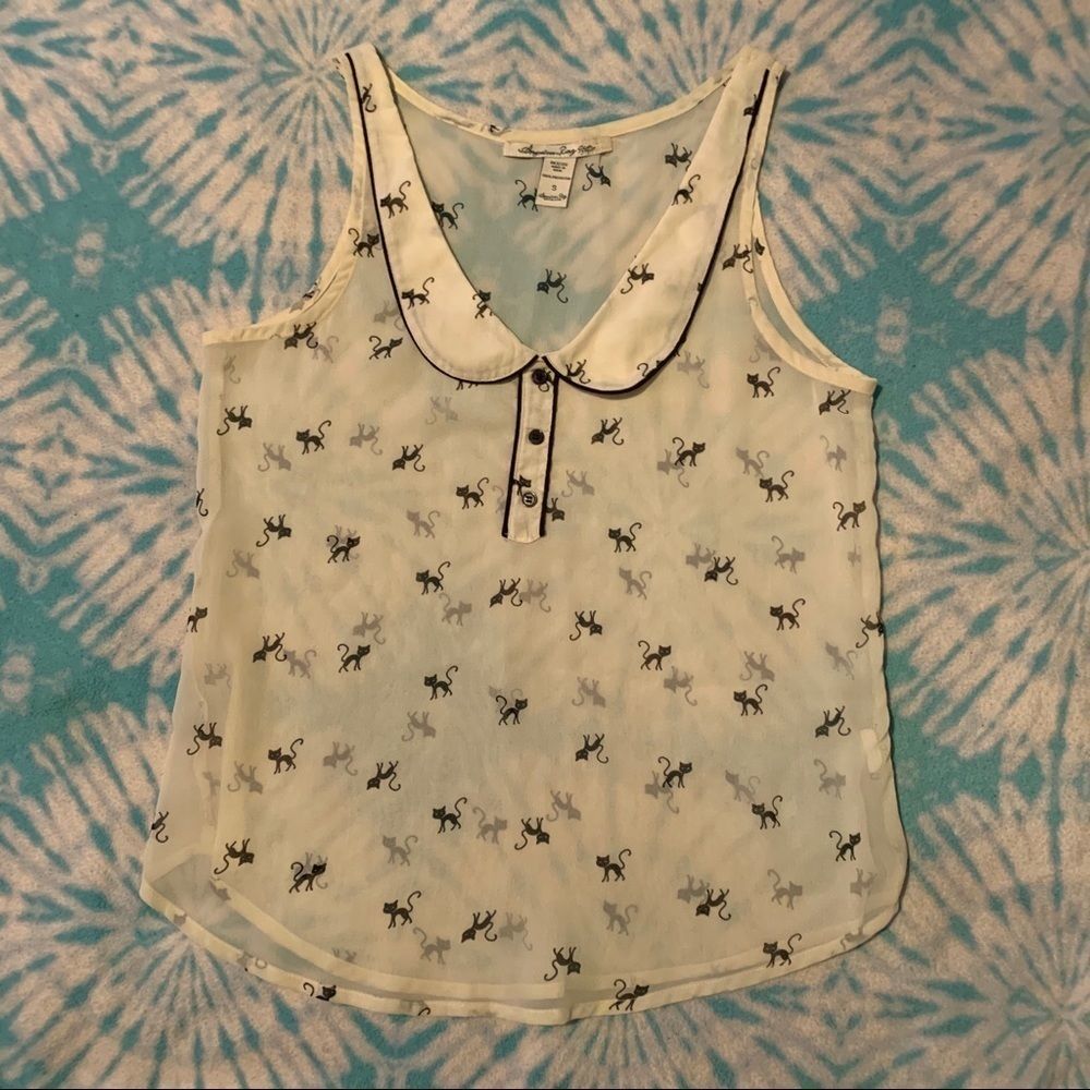American rag sheer cat blouse small